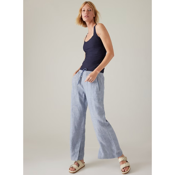 NWT ATHLETA Square Neck Bra Cup 32 B/C‎ Tankini Top Dress Blue Ruching $74! - Picture 3 of 7